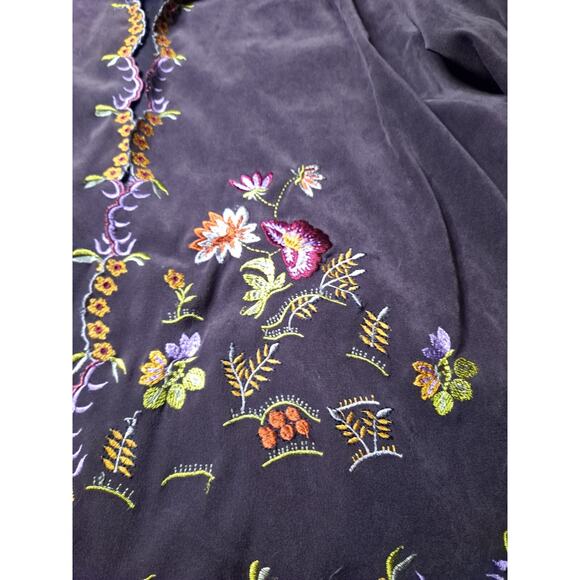 Silk Club Embroidered Floral Jacket Hippie XL - Picture 3 of 9